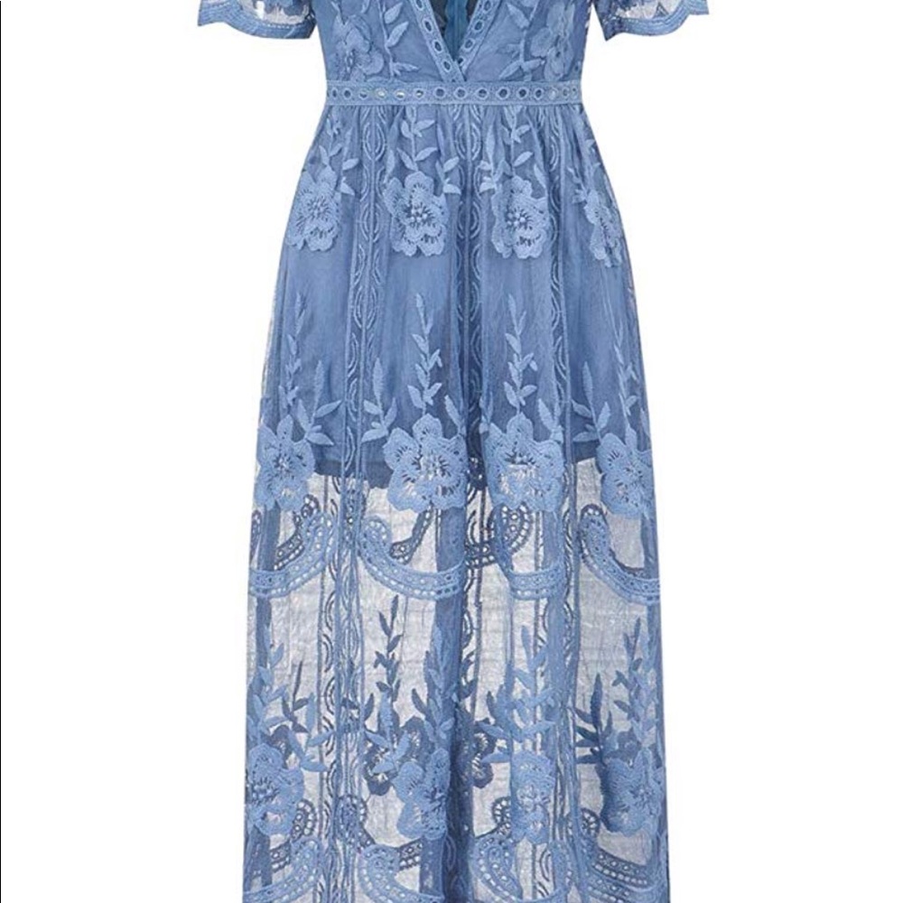 Stunning Blue Maxi with romper underneath XL